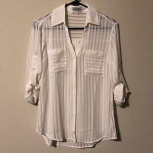 Express White Lined Transparent Portifino Shirt